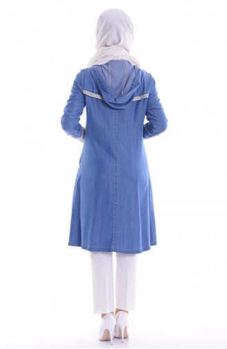 Kapüşonlu Kot Tunik 6124-01 Kot Mavi