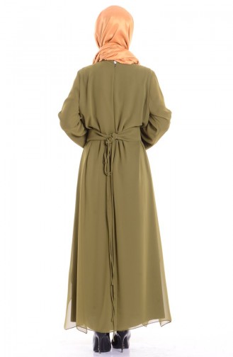 Chiffon Abaya mit Fransen 35684 -03 Khaki Grün 35684-03