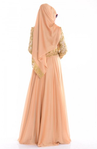 Gold Hijab Evening Dress 0038-02