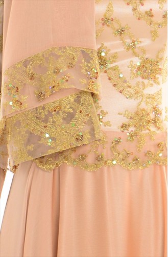 Gold Hijab Evening Dress 0038-02