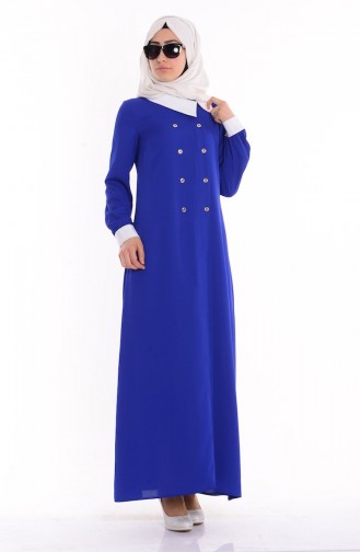 Saks-Blau Hijab-Abendkleider 4187-02