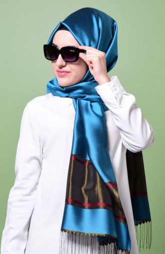 Cotton Gold Şal-04 Petrol Mavisi Haki