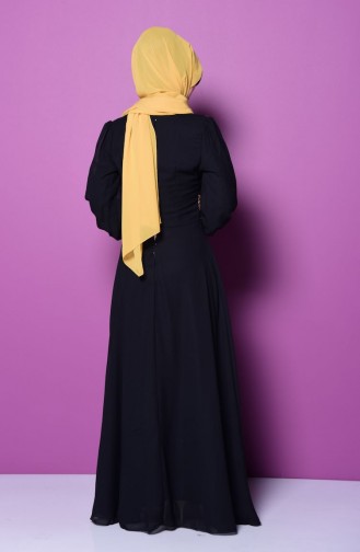 Schwarz Hijab-Abendkleider 2428-03