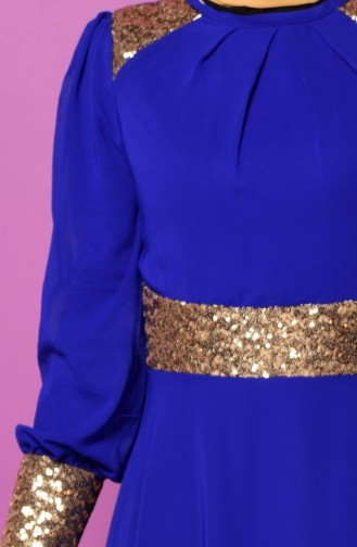 Saks-Blau Hijab-Abendkleider 2428-04