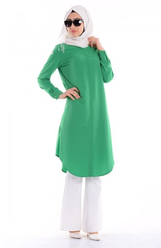 Uzun Krep Tunik 2516-08 Yeşil