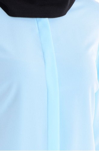 Uzun Krep Tunik 2516-11 Buz Mavi