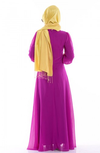 Fuchsia Hijab Evening Dress 2428-02