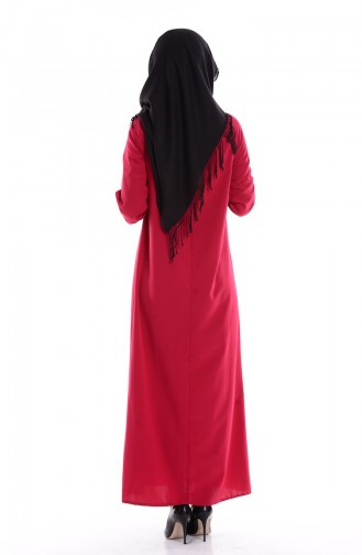 Robe Détail élastique 0190-01 Rouge 0190-01