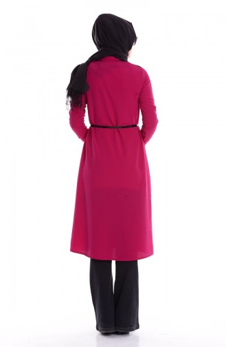 Uzun Krep Tunik 4004-01 Vişne