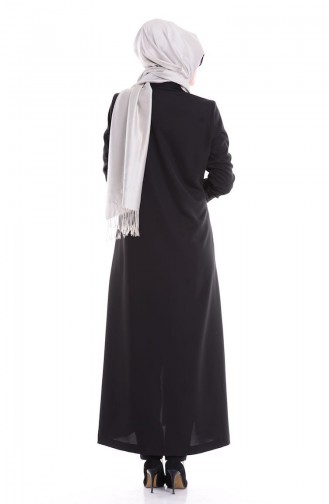 SUKRAN Stone Lace Detailed Abaya 35692-01 Black 35692-01