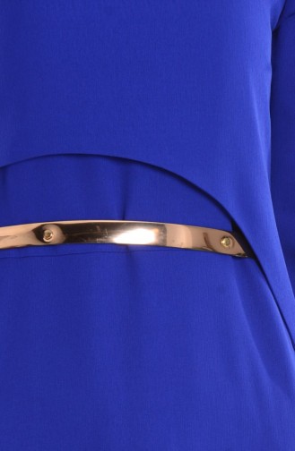 شوكران فستان كريب بتصميم حزام للخصر 4149-03 لون أزرق 4149-03