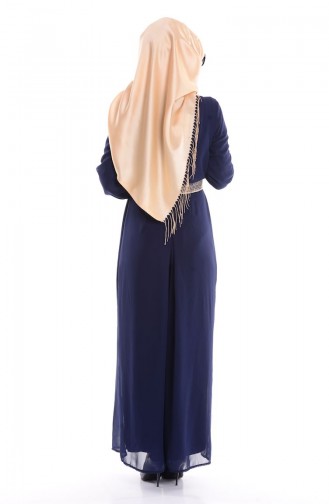 Şifon Dantelli Tulum 4026-04 Lacivert