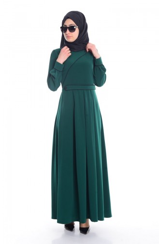Emerald Green Hijab Dress 0613-01