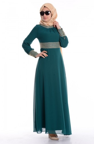 Lace Detailed Dress 2446-04 Green 2446-04