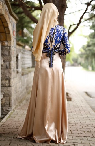 Saxe Hijab Evening Dress 3027-01