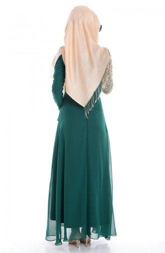 Green Hijab Evening Dress 2462-01