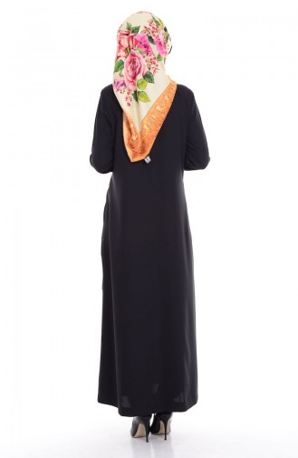 SUKRAN Stone Lace Detailed Abaya 35691-01 Black 35691-01