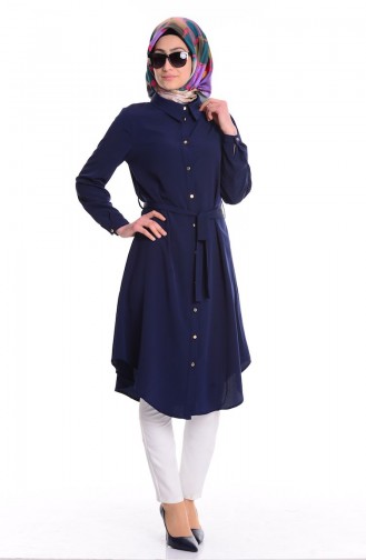 Krep Tunik 4104-17 İndigo