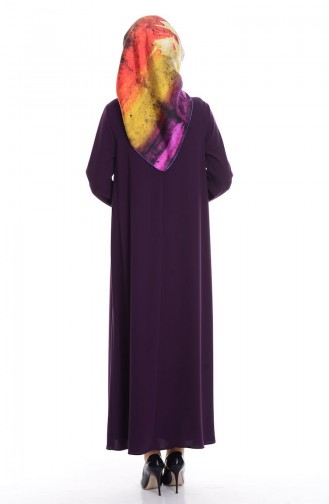 Plum Hijab Evening Dress 4182-04