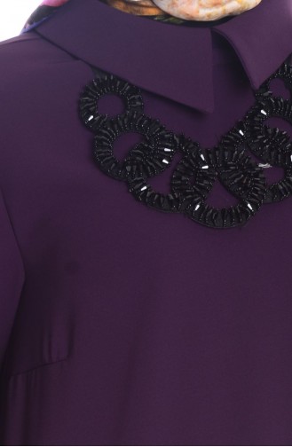Plum Hijab Evening Dress 4182-04