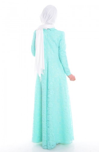 Mint Green Hijab Evening Dress 4192-01
