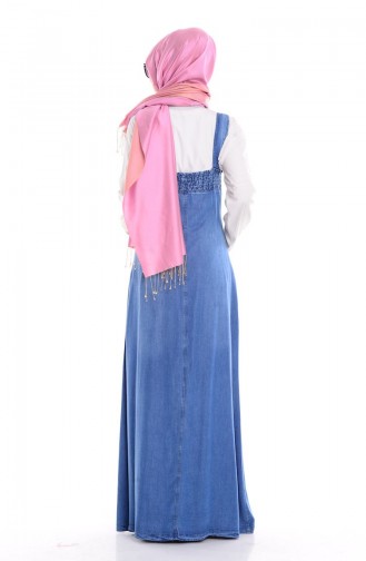 Jile Kot Elbise 6138-01 Mavi