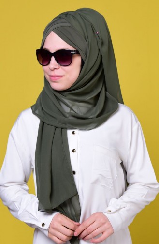 Boneli Chiffon Shawl 15 Khaki Green 15