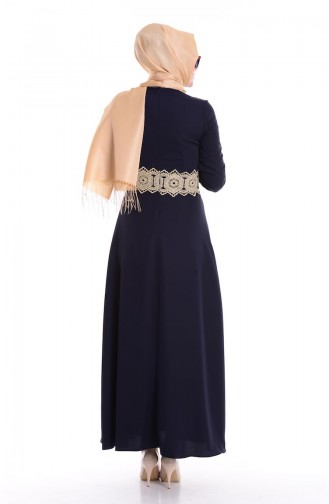 Navy Blue Hijab Dress 1099-01