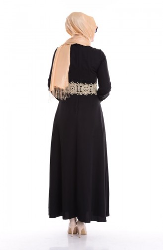 فستان من القماش المحاك لون اسود  1099-02