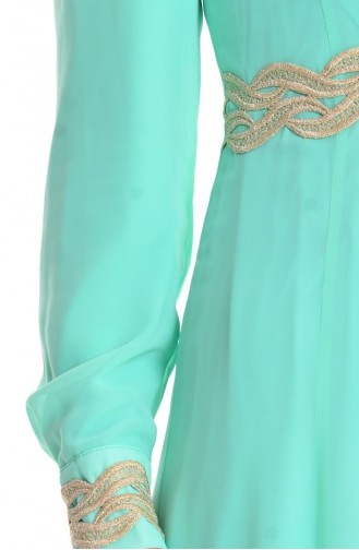 Şifon Elbise 4044-01 Mint Yeşil