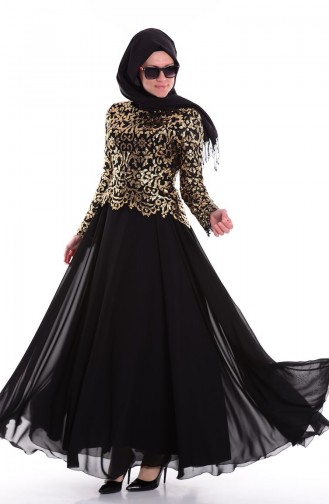 Schwarz Hijab-Abendkleider 6291-03