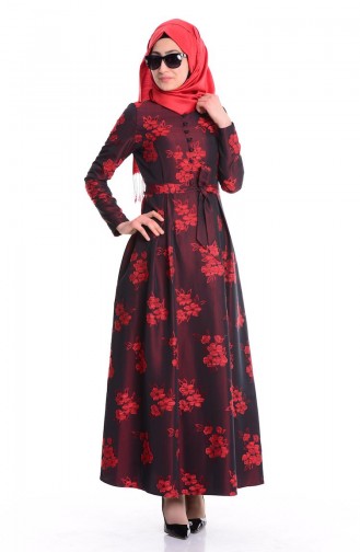 Rot Hijab Kleider 7055A-02
