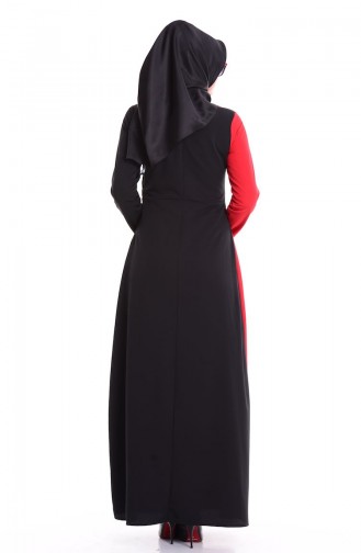 Garnili Elbise 4144-07 Kırmızı