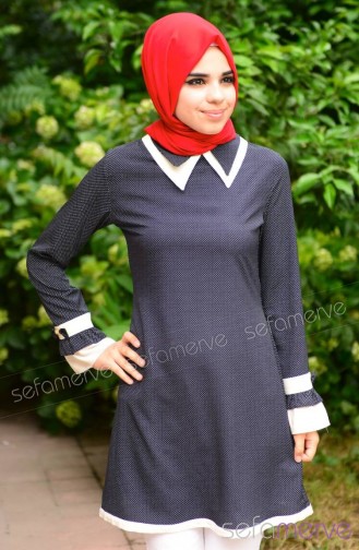 Tesettür Tunik Zernişan 4136-01 Lacivert