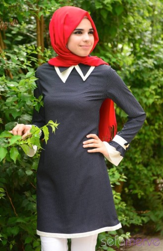 Tesettür Tunik Zernişan 4136-01 Lacivert