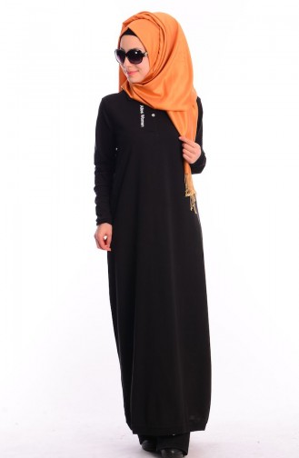 Schwarz Hijab Kleider 5015-01