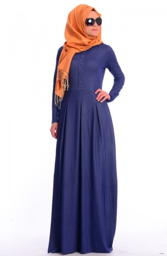 Blau Hijab Kleider 3867-03