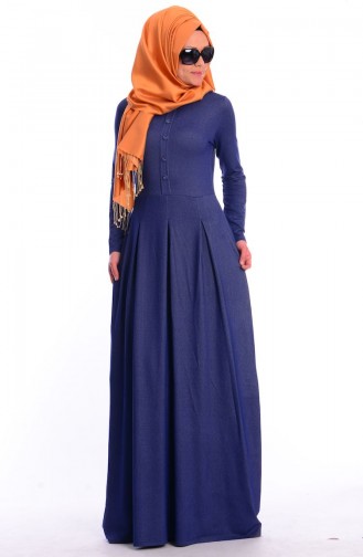 Blau Hijab Kleider 3867-03