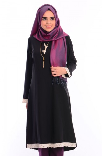 Tesettür Tunik WB 4722-05 Siyah