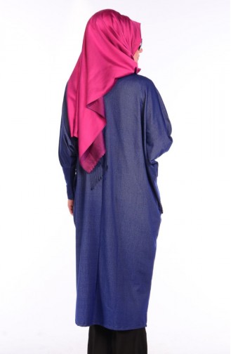 Tesettür Uzun Tunik 3899-02 İndigo Mavi
