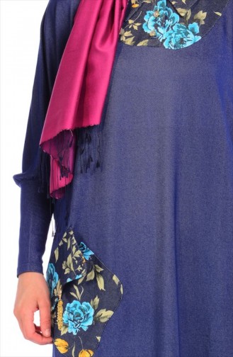 Tesettür Uzun Tunik 3899-02 İndigo Mavi