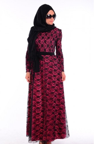 Fuchsia Hijab Dress 5923-02