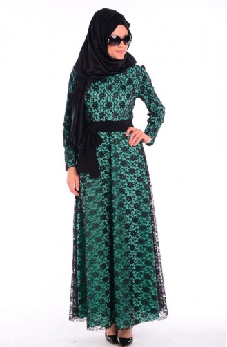 Minzengrün Hijab Kleider 5923-03