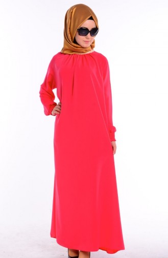 Coral Hijab Dress 8007-02