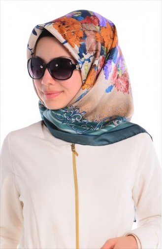 Colors Plus İthal İpek Eşarp HH 08 Yeşil Petrol