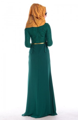 Green Hijab Evening Dress 8008-02