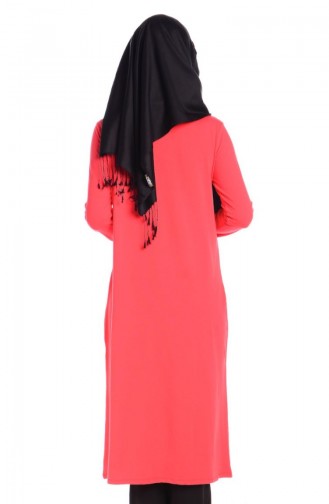 Tesettür Tunik 3930-08 Mercan