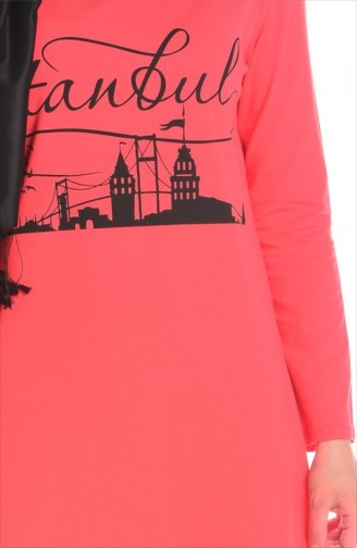 Tesettür Tunik 3930-08 Mercan