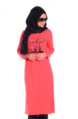 Tesettür Tunik 3930-08 Mercan