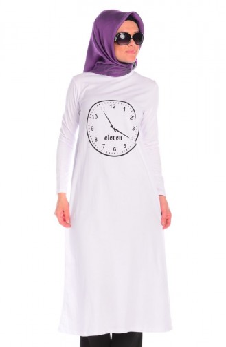 Tesettür Tunik 3927-08 Beyaz